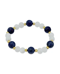 Macy's 14k Gold-Plated Over Brass Imitation Pearl Sodalite Beads Stretch Bracelet