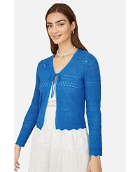 Yumi Women's Crochet Tie Front Cardigan