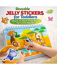 Quokka Jelly Sticker Books for Toddlers 1-3, 40+ Large Thick Reusable Stickers, Waterproof Washable Toddler Activity Busy Book