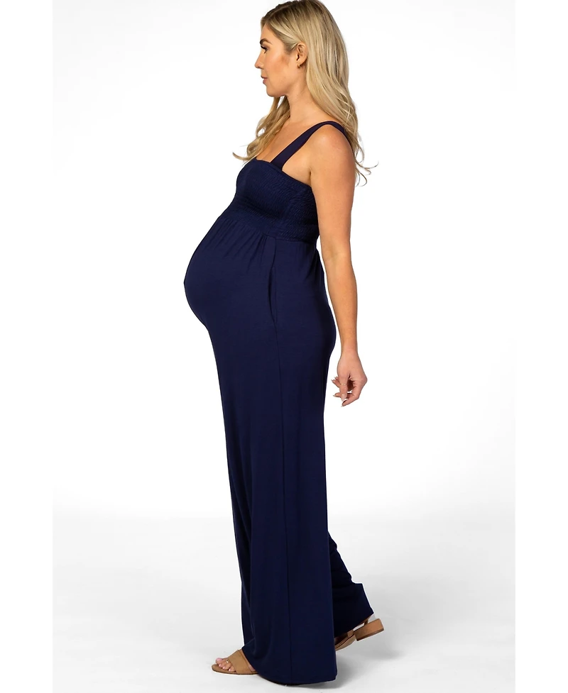 Pinkblush Maternity Navy Sleeveless Wide Leg Jumpsuit