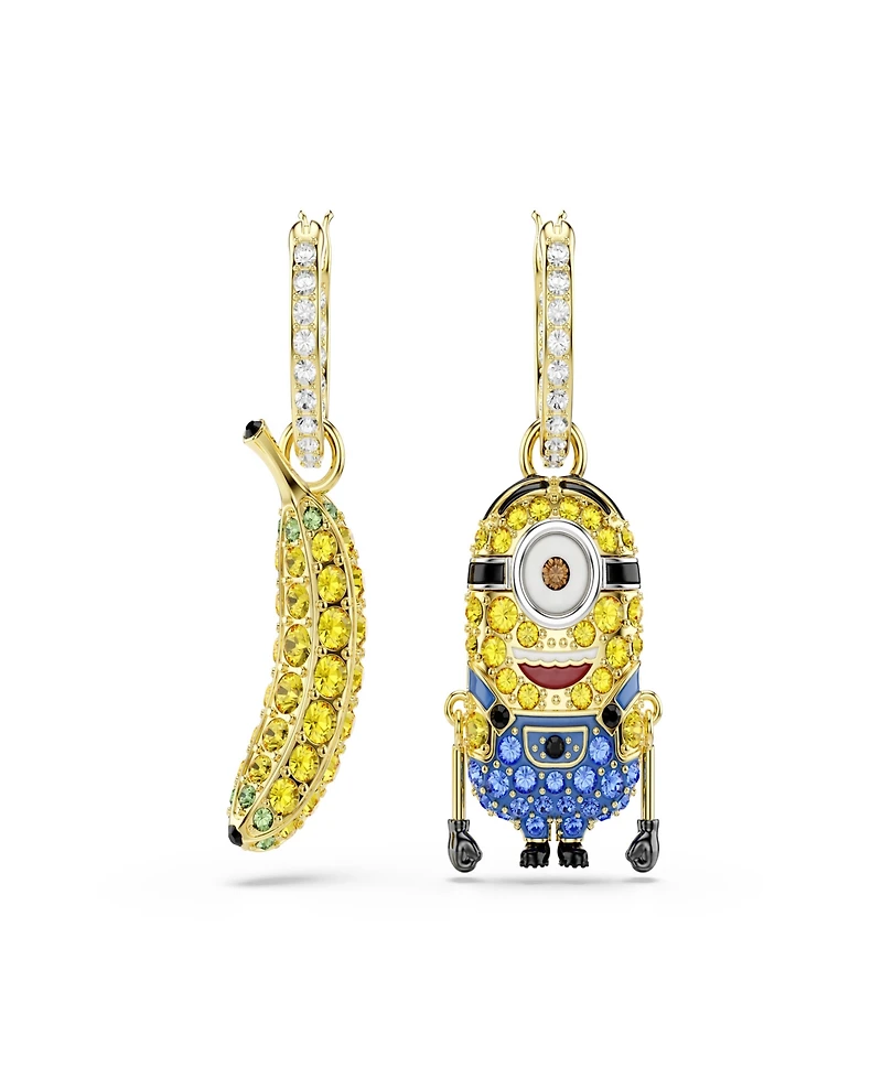 Swarovski Gold-Tone Plated Minions Stuart and Banana Drop Earrings