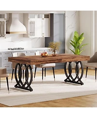 Tribesigns 63-Inch Wood and Metal Faux Marble Tabletop Modern Kitchen Dining Table