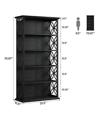 Tribesigns 6-Tier 71" Industrial Bookshelf with Metal Frame, Freestanding Open Shelves for Home, Office and Living Room