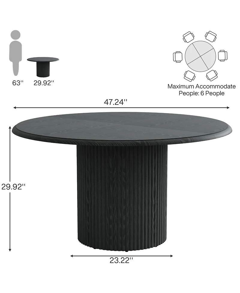 Tribesigns 47" Round Dining Table for 4, Farmhouse Kitchen with Metal Base