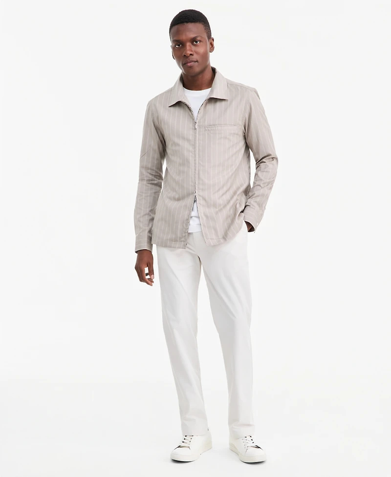 Alfani Men's Zip Front Striped Long-Sleeve Shirt, Macy's Exclusive - Double Stripe