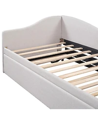 Streamdale Furniture Twin Size Upholstered L-Shaped Upholstered Daybed with Pop Up Trundle