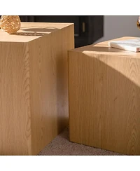 Streamdale Furniture Natural Wood Nesting Cube Coffee Table Set (Set of 2