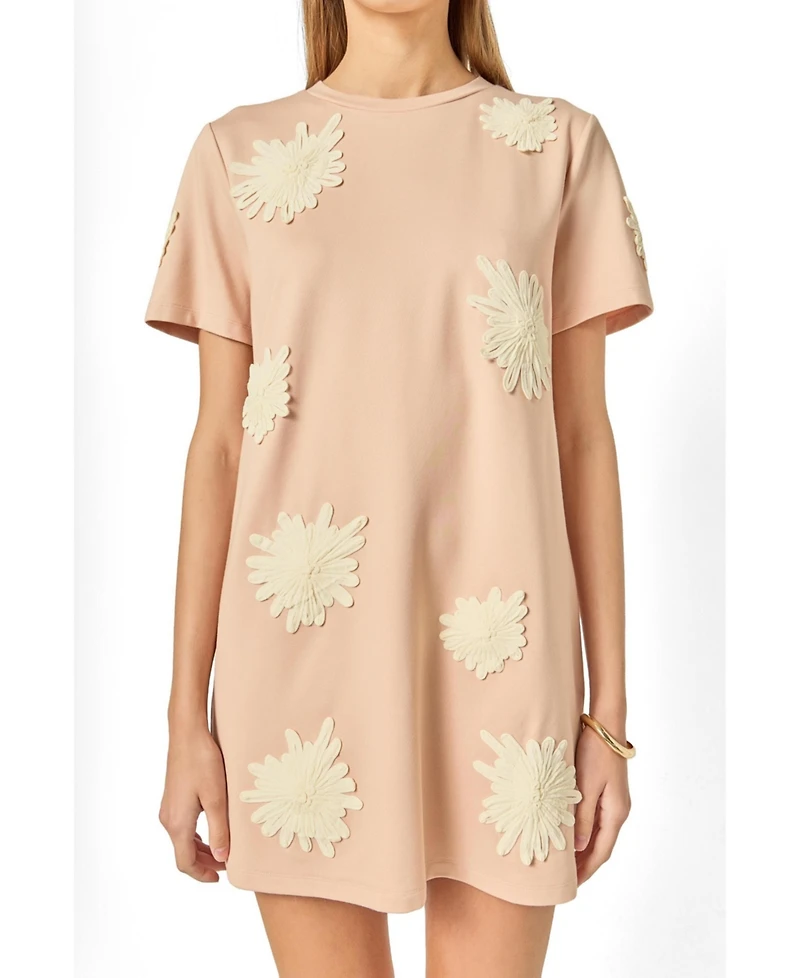English Factory Women's T-Shirt Dress With Flower Details