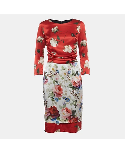 Pre-Owned Dolce & Gabbana Women's Floral Print Silk Sheath Dress