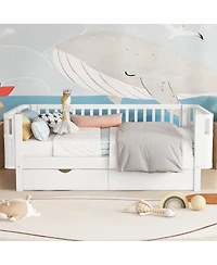 Streamdale Furniture Wood Low Profile Twin Platform Bed with Rails