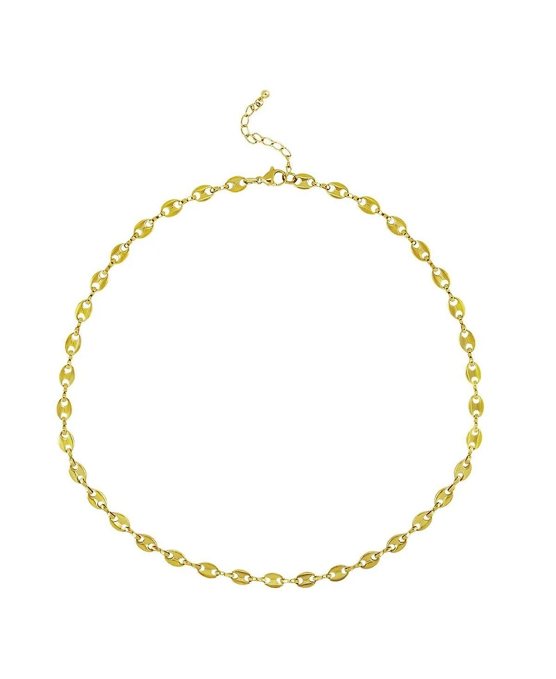 Rebl Jewelry Georgena Coffee Bean Link Necklace in Stainless Steel