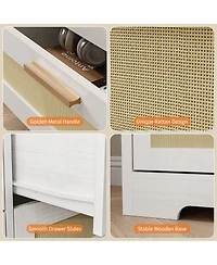 homfan 12-Drawer Rattan Dresser, Modern Chest of Drawers with Rattan Panels, Storage Organizer for Bedroom Nursery Entryway Living Room