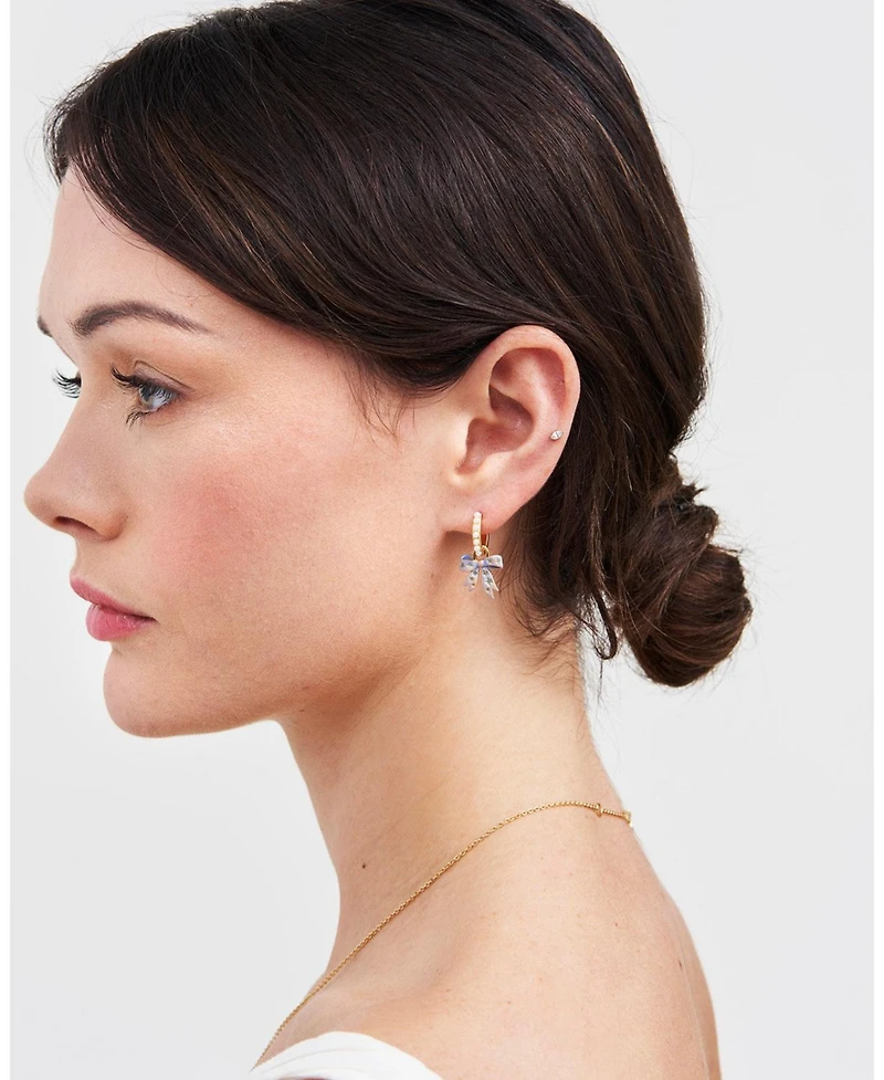 Fable England Gold Forget Me Not Bow Huggie Earrings