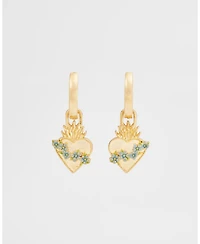 Fable England Gold Sacred Heart Huggie Earrings