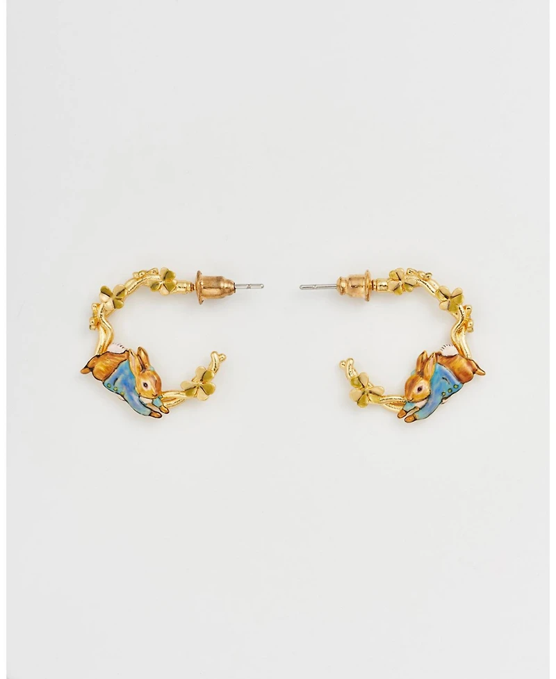 Fable England Peter Rabbit Jumping Clover Hoop Earrings
