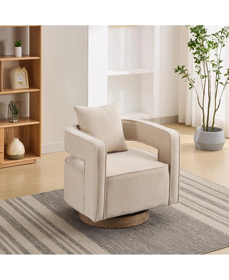Streamdale Furniture Modern Swivel Accent Chair with Weathered Base