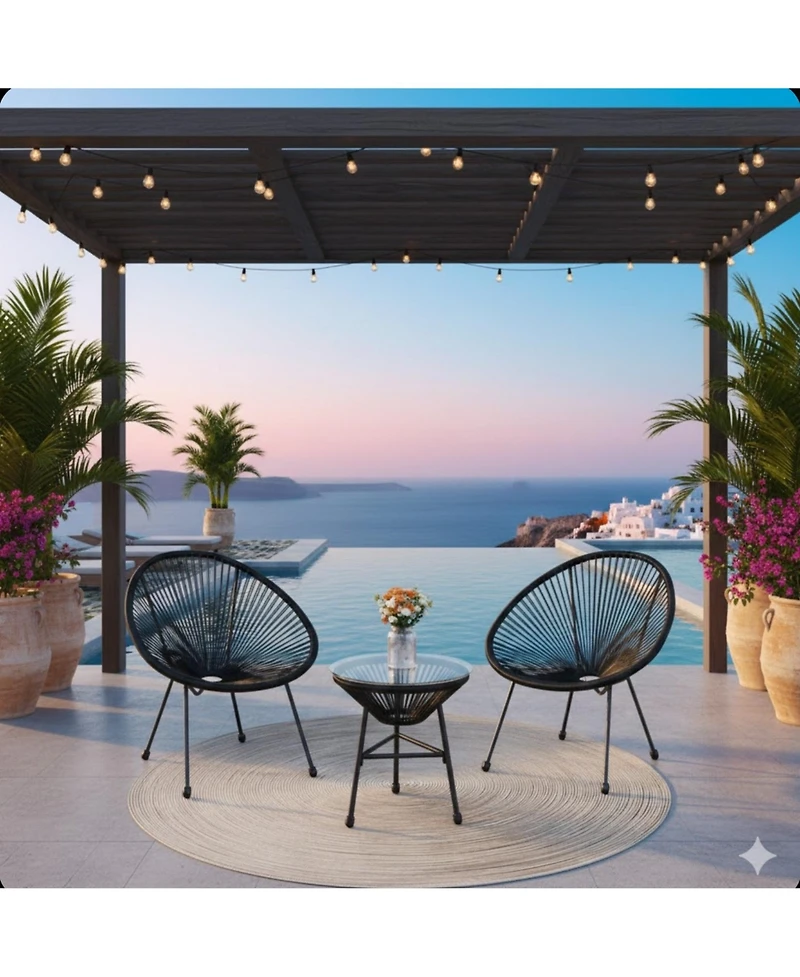 Mondawe Acapulco Patio Bistro Set with Chairs & Glass Table