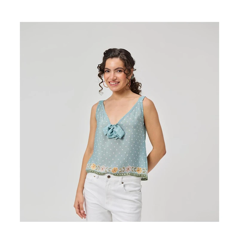 Reistor Women's Bow Bemberg Tie Cami Top