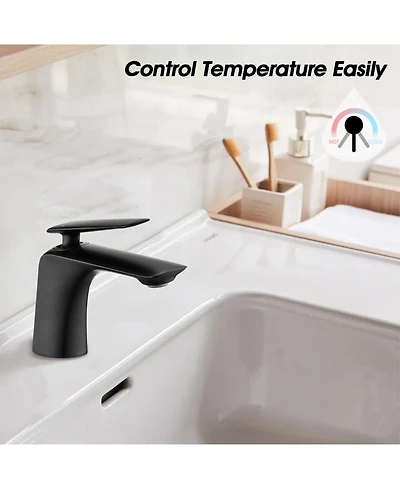 Phying Single Hole Bathroom Sink Faucet with Pop Up Drain and Water Supply Hose, Single Handle Bathroom faucet