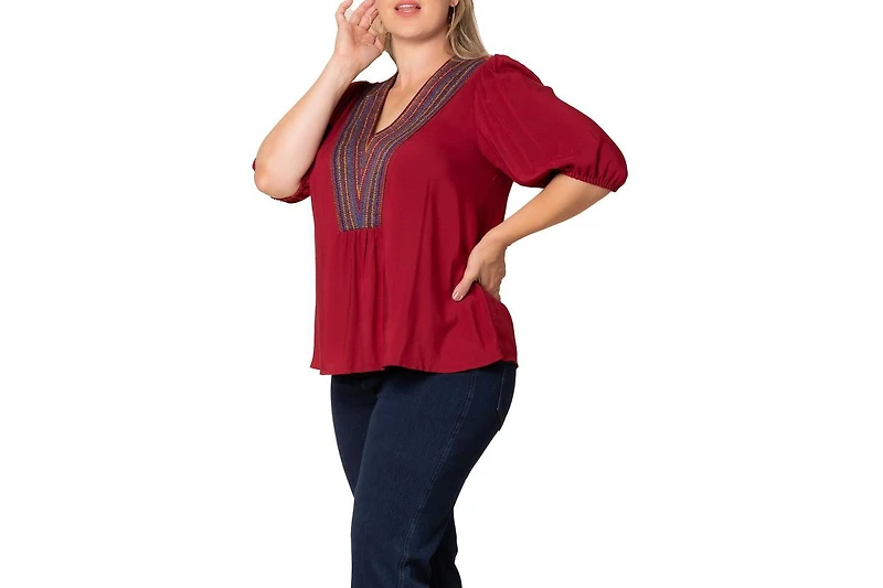 Kiyonna Plus Size Tacoma Trim Neckline Top