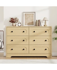homfan 6-Drawer Dresser with Deep Drawers and Metal Knobs, Mid Century Modern Chest for Bedroom Living Room Entryway
