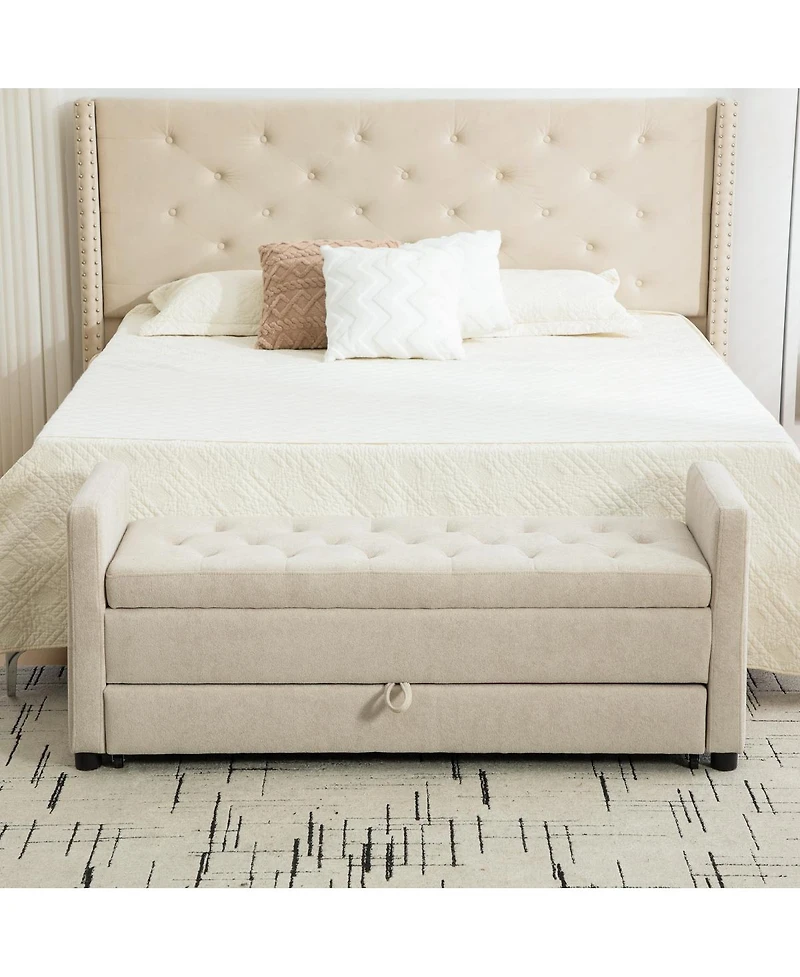 Streamdale Furniture 58.27" Modern Upholstered Storage Bench with Rolled Arms