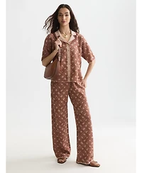 Scotch & Soda Women's and Tops Tees Jacquard Knitted Short-Sleeve Shirt, Rose Dust, X-Large