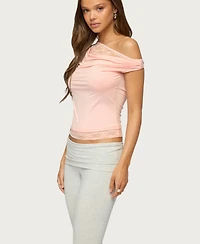 Edikted Women's Lacey Layered Off Shoulder Top