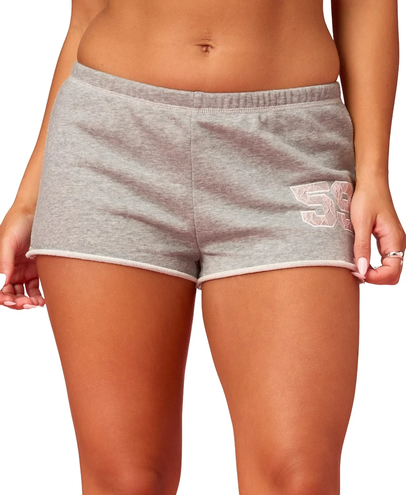 Edikted Women's Team Barbie Lacey Terry Shorts