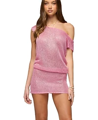 Edikted Women's Mei Off Shoulder Sequin Knit Dress