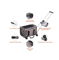 Ruie Rolling Pet Carrier with Telescopic Handle for Small Cats and Dogs up to 25 lbs
