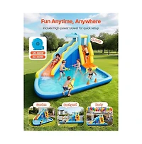 Ruie Inflatable Bounce House Water Slide Splash Pool Climbing Wall for 3 to 4 Kids