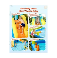 Ruie Inflatable Bounce House Water Slide Splash Pool Climbing Wall for 3 to 4 Kids