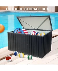 Mondawe Outdoor Metal Storage Box, 161 Gallon Deck Box for Patio Garden Storage