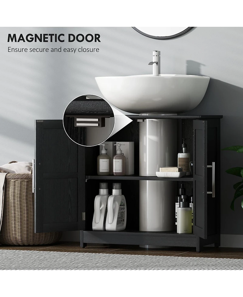 Sillysis 23.6 Inch Under Sink Vanity Cabinet with Adjustable Shelf, Farmhouse Barn Door Mdf Storage, Small Space Pedestal Organizer