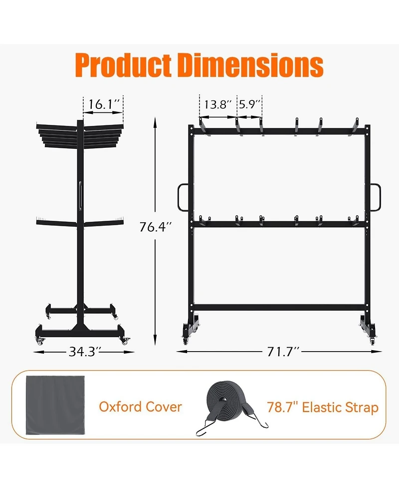 Aecojoy Folding Chair Rack, Dolly Chair Cart for 84 Chairs or 12 Tables, Heavy Duty 1080LBS Weight Capacity Storage Rack with Swivel Wheels