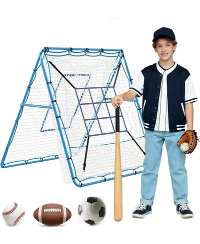 Xo 4x4.5 Ft Baseball Rebounder Net, Steel Frame Pitchback Trainer for Baseball Softball, Portable Backyard Practice Net