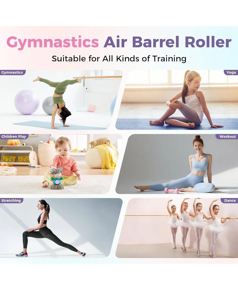 Xo Inflatable Gymnastics Air Roller, Durable Waterproof Tumbling Barrel for Backbend Training Yoga Martial Arts