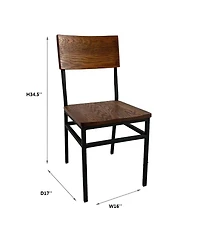 Streamdale Furniture Set of 2 Commercial Grade Farmhouse Dining Chairs with Oak Seat and Metal Frame