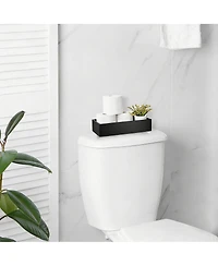 Yigii Pine Wood Toilet Basket with Handles for Bathroom Organization