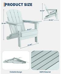 Xo Folding Adirondack Chair, Hdpe Plastic Outdoor Chair with Wood Grain Texture, Weather Resistant Patio Chair 380Lbs Capacity for Fire Pit Deck