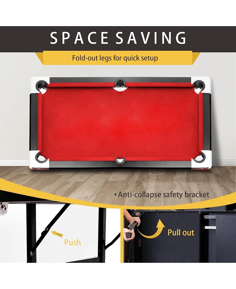 Xo 7FT Foldable Pool Table Set, Billiard Table with Full Accessories, Portable Game Table for Basement Family Game Room