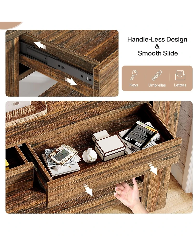 Tribesigns 63" Console Table with 2 Drawers, Long Sofa Table Behind Couch for Living Room, Hallway, Foyer