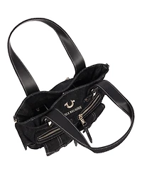 True Religion Women's Multi Pocket Denim Cinch Tote