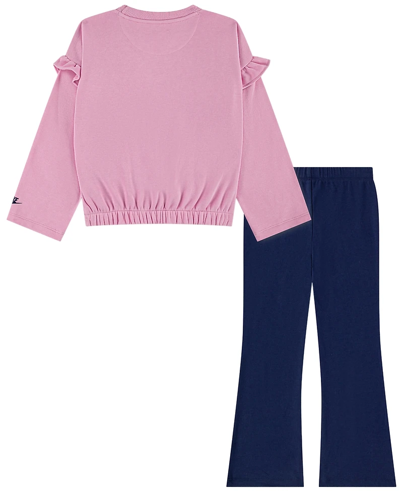 Nike Girls' 4-6X Ruffle Top and Flared Leggings, 2-Piece Set
