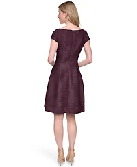 Jessica Howard Women's Boat-Neck Cap-Sleeve Release Pleat Fit & Flare Dress