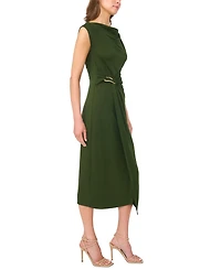 Msk Women's Sleeveless Boat-Neck Ponte-Knot Wrap Midi Dress