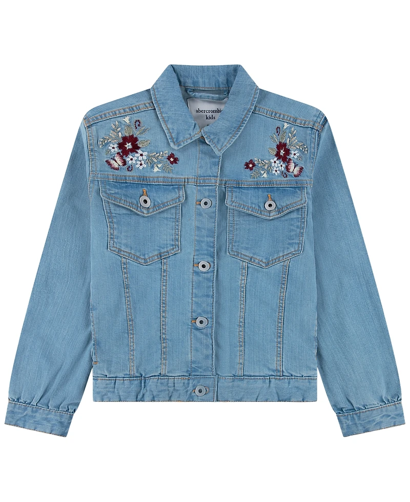 abercrombie Kids Girls' 7-16 Embroidered Denim Long-Sleeve Jacket