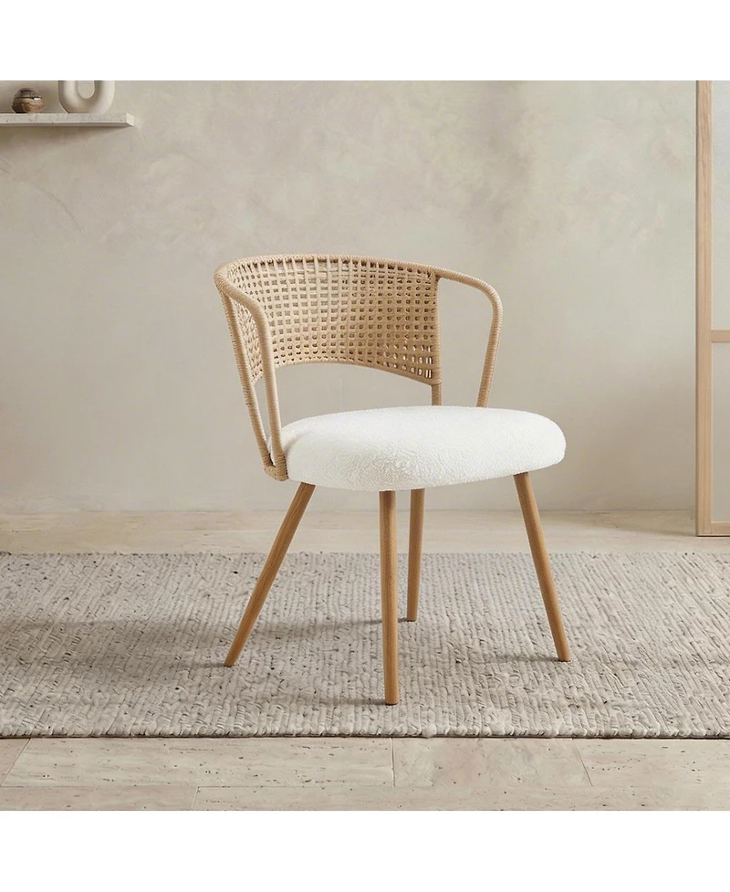 Streamdale Furniture 2 Piece Wicker Dining Chair Set with Cushioned Cane Back and Metal Legs