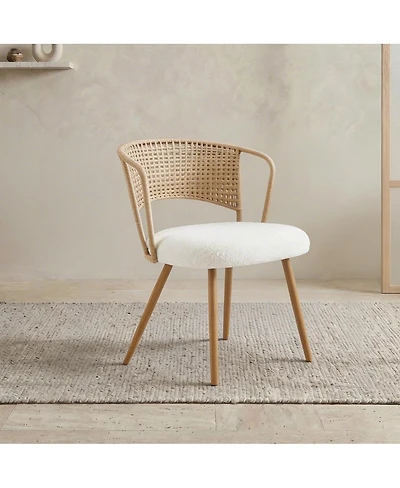 Streamdale Furniture 2 Piece Wicker Dining Chair Set with Cushioned Cane Back and Metal Legs